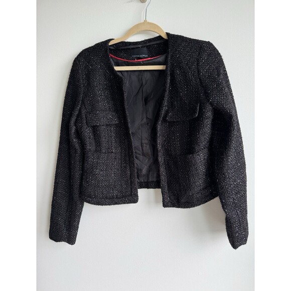 Cynthia Rowley Cropped Black Tweed Blazer-size Small - Picture 1 of 6